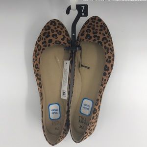 Time & Tru Leopard Flat Basic Ballet Brown Shoes Sz 7W